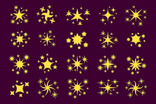 Vector colección estrellas planas brillantes