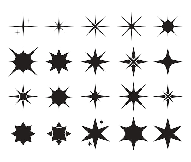 Colección de estrellas planas y brillantes