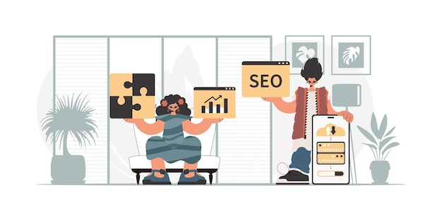 Una colección de estrellas SEO Sincronización y seguridad del concepto de capacidad de datos Ilustración vectorial de estilo moderno