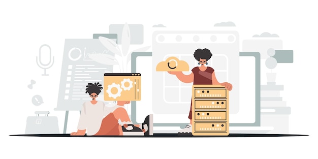 Una colección de estrellas SEO Sincronización y seguridad del concepto de capacidad de información Ilustración vectorial de estilo moderno
