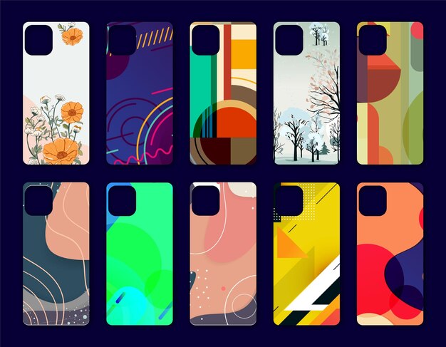 Colección de estuches de teléfonos elegantes y coloridos con varios diseños