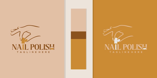 Colección de estudio de uñas Logos de salones de uñas botellas de esmalte de uñas con ramas y manos de mujeres