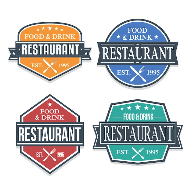 Colección de etiqueta de logotipo de Banner de restaurante