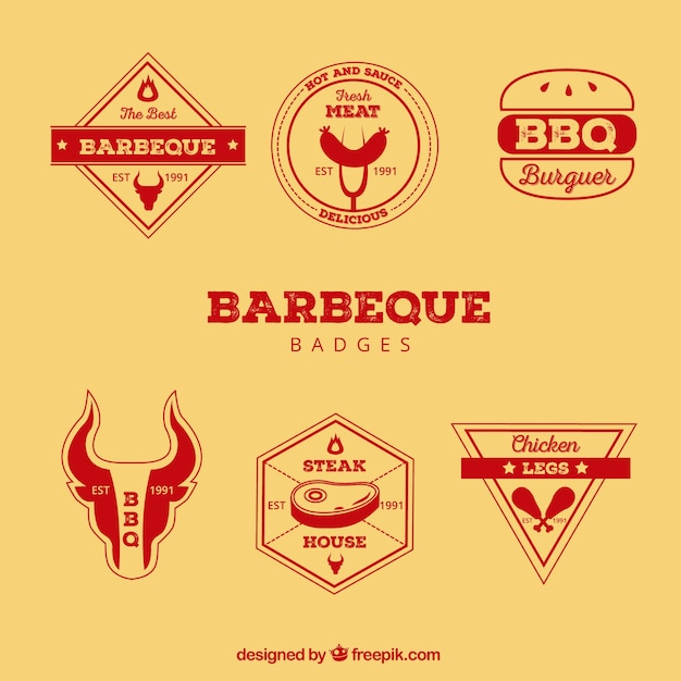 Vector colección de etiquetas de barbacoa