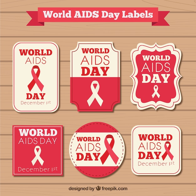 Colección de etiquetas del día mundial del sida