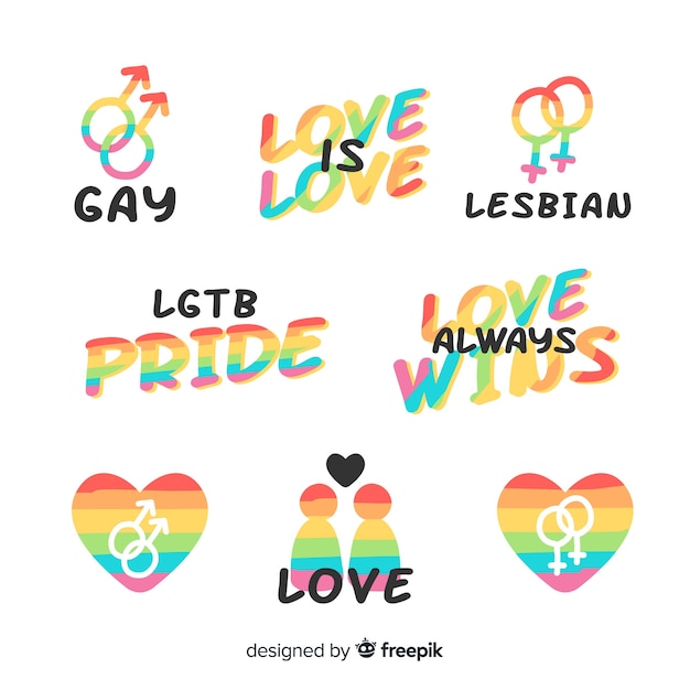 Vector colección de etiquetas del día del orgullo lgbt