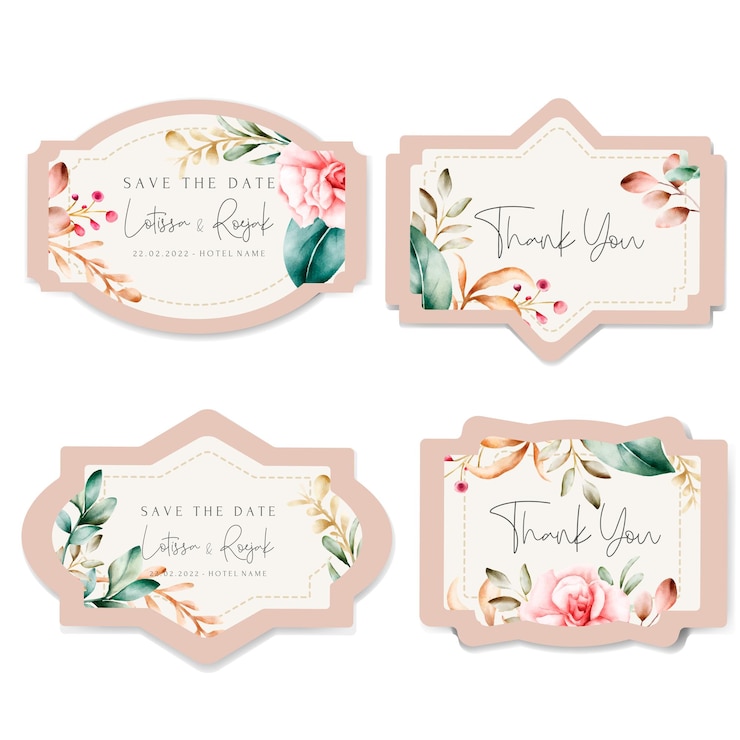 colección de etiquetas florales acuarela dibujada a mano
