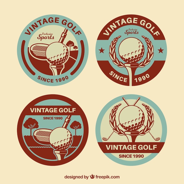 Colección de etiquetas de golf en estilo retro