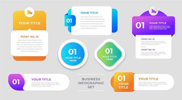 Colección de etiquetas de infografía empresarial moderna