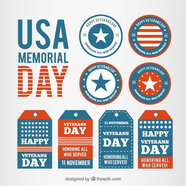 Colección de etiquetas del memorial day