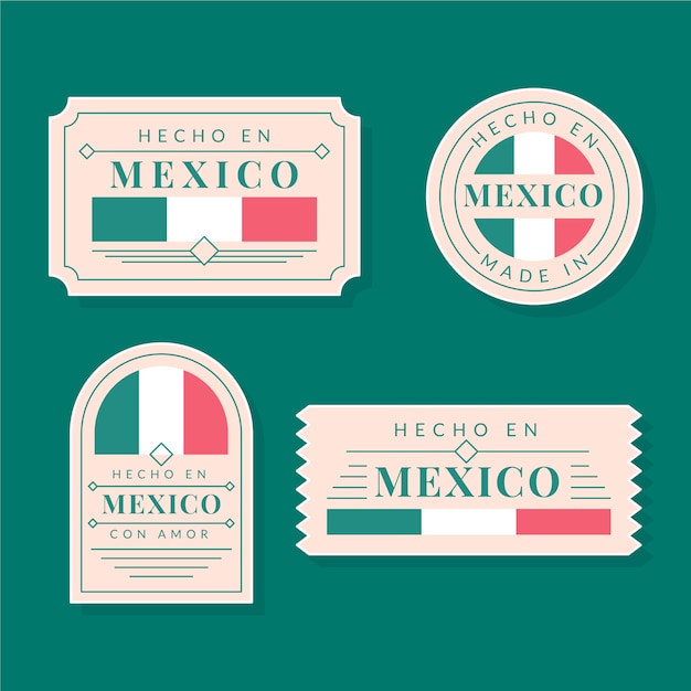 Colección de etiquetas de méxico de américa latina de diseño plano