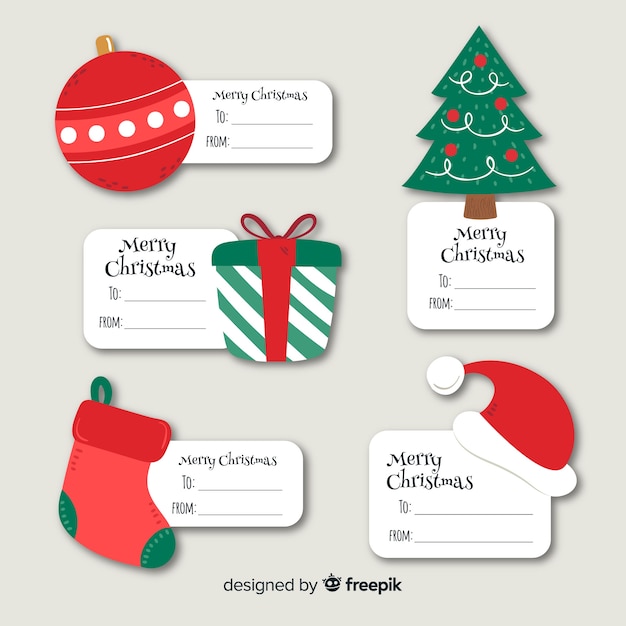 Colección etiquetas navideñas dibujadas a mano