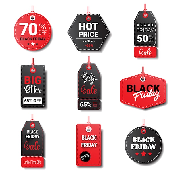 Vector colección de etiquetas o etiquetas de black friday