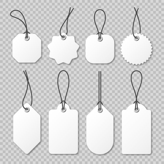 Colección de etiquetas de precios realistas oferta especial o descuento de compras etiqueta de papel de venta al por menor pegatina en blanco