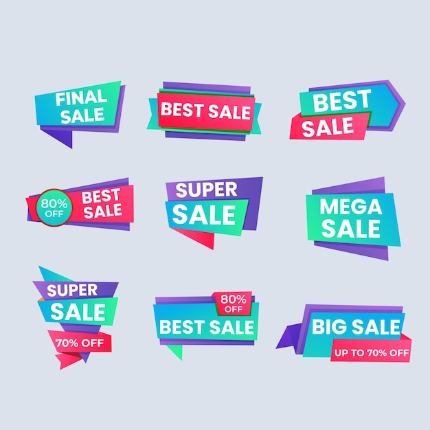 Colección de etiquetas de precios rojos realistas Etiqueta de oferta especial o descuento de compras Etiqueta de papel de venta al por menor