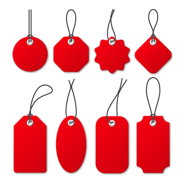 Colección de etiquetas de precios rojos realistas oferta especial o descuento de compras etiqueta de papel adhesivo minorista
