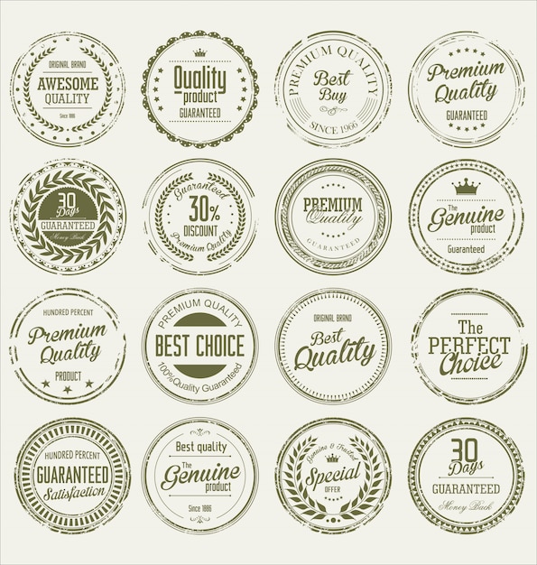 colección de etiquetas retro de calidad
