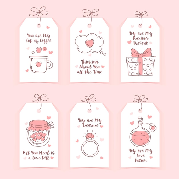 colección de etiquetas de San Valentín aisladas en gris