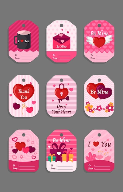 Colección de etiquetas de San Valentín