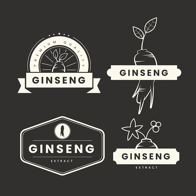 Colección de etiquetas de tarros de ginseng