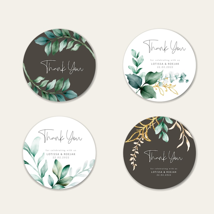 Colección de etiquetas de vegetación dibujada a mano y hojas de oro