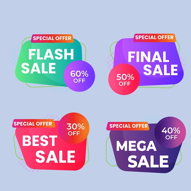 Colección de etiquetas de venta Oferta especial gran venta descuento mejor precio mega venta conjunto de banners
