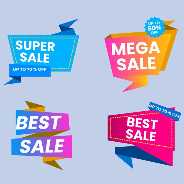Colección de etiquetas de venta Oferta especial gran venta descuento mejor precio mega venta conjunto de banners