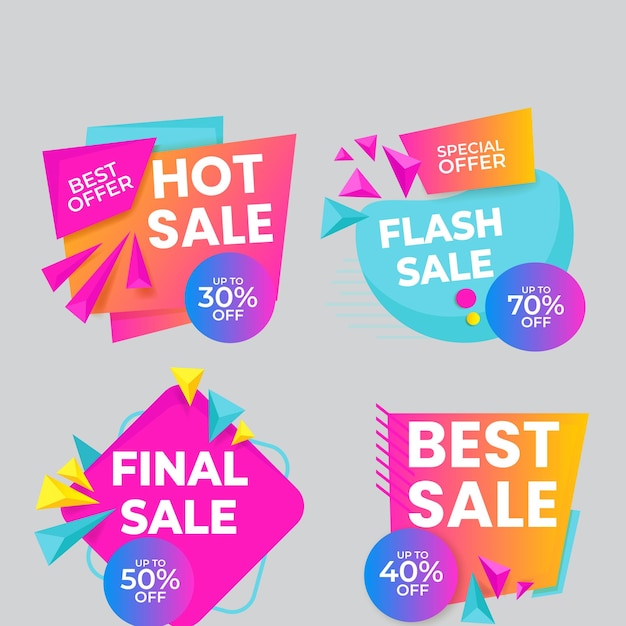 Colección de etiquetas de venta Oferta especial gran venta descuento mejor precio mega venta conjunto de banners