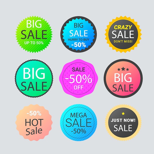 Colección de etiquetas de venta Oferta especial gran venta descuento mejor precio mega venta conjunto de banners