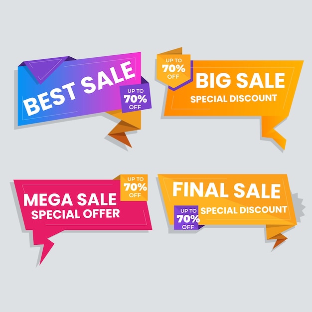 Colección de etiquetas de venta Oferta especial gran venta descuento mejor precio mega venta conjunto de banners