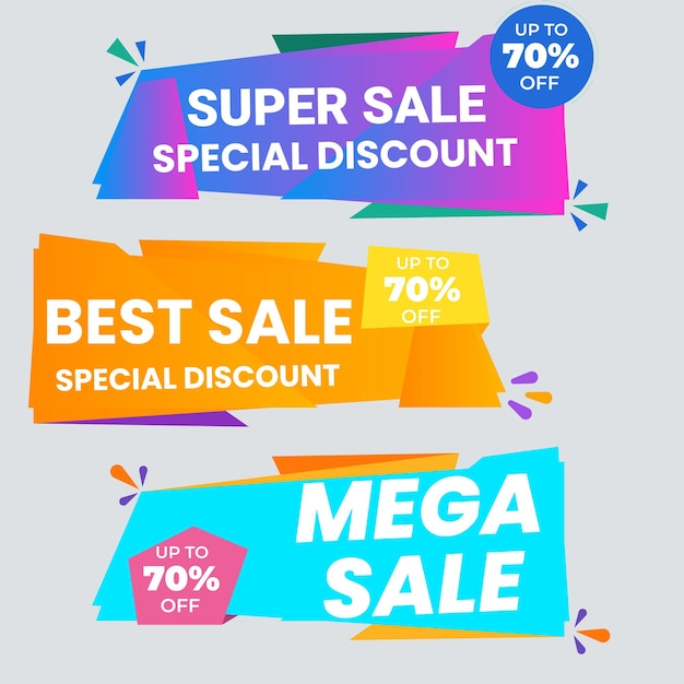 Colección de etiquetas de venta Oferta especial gran venta descuento mejor precio mega venta conjunto de banners