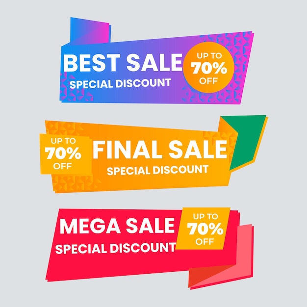 Colección de etiquetas de venta Oferta especial gran venta descuento mejor precio mega venta conjunto de banners