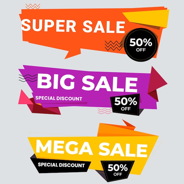 Colección de etiquetas de venta Oferta especial gran venta descuento mejor precio mega venta conjunto de banners