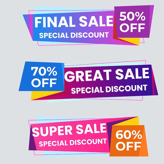 Colección de etiquetas de venta Oferta especial gran venta descuento mejor precio mega venta conjunto de banners