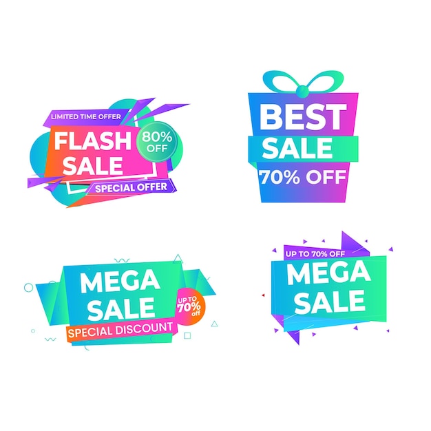 Colección de etiquetas de venta Oferta especial gran venta descuento mejor precio mega venta conjunto de banners