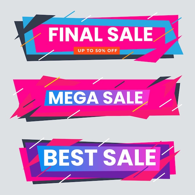 Colección de etiquetas de venta Oferta especial Gran venta Descuento mejor precio Mega venta conjunto de pancartas