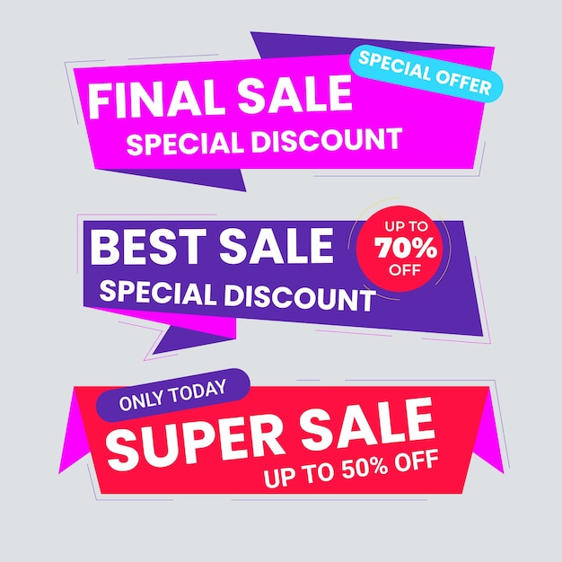 Colección de etiquetas de venta Oferta especial Gran venta Descuento mejor precio Mega venta conjunto de pancartas
