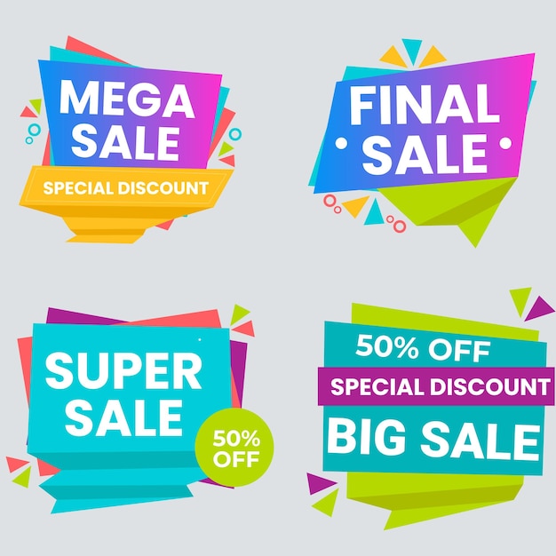 Colección de etiquetas de venta Oferta especial Gran venta Descuento mejor precio Mega venta conjunto de pancartas