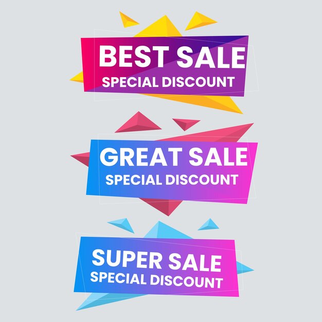 Colección de etiquetas de venta Oferta especial Gran venta Descuento mejor precio Mega venta conjunto de pancartas