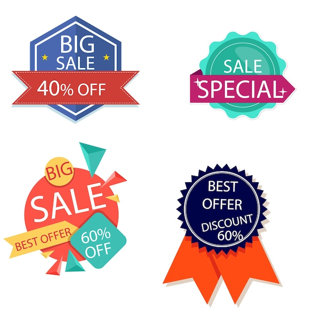 Colección de etiquetas de venta Oferta especial Gran venta Descuento mejor precio Mega venta conjunto de pancartas