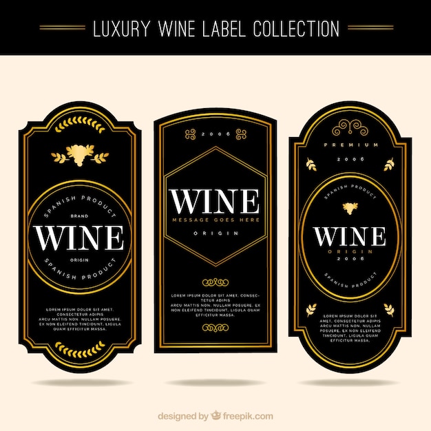 Vector colección de etiquetas de vino elegantes