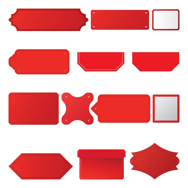 Colección de etiquetas vintage de color rojo