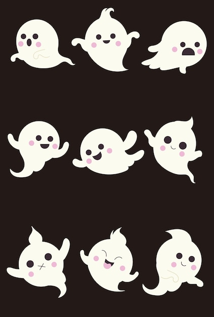 Colección fantasma de halloween en diseño plano
