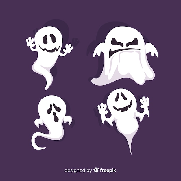 Vector colección de fantasmas de halloween con diseño plano