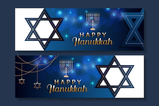 Colección feliz hanukkah banner horizontal