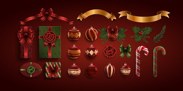 Colección de Feliz Navidad en estilo realista
