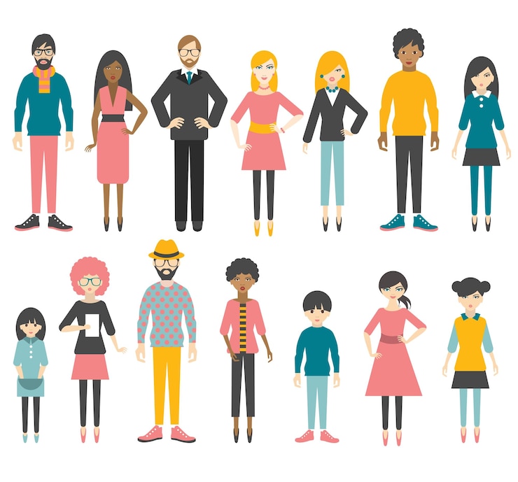 Vector colección de figuras de personas planas vector
