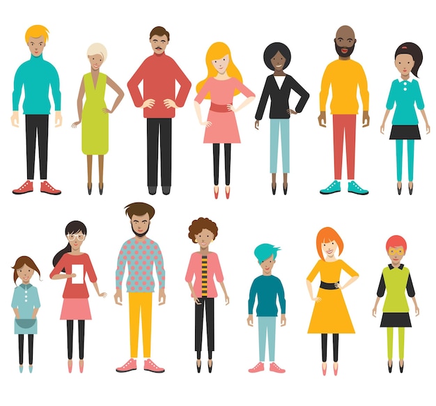 Colección de figuras de personas planas Vector