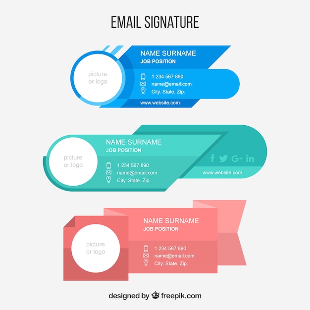 Colección de firma de correo electrónico en estilo plano
