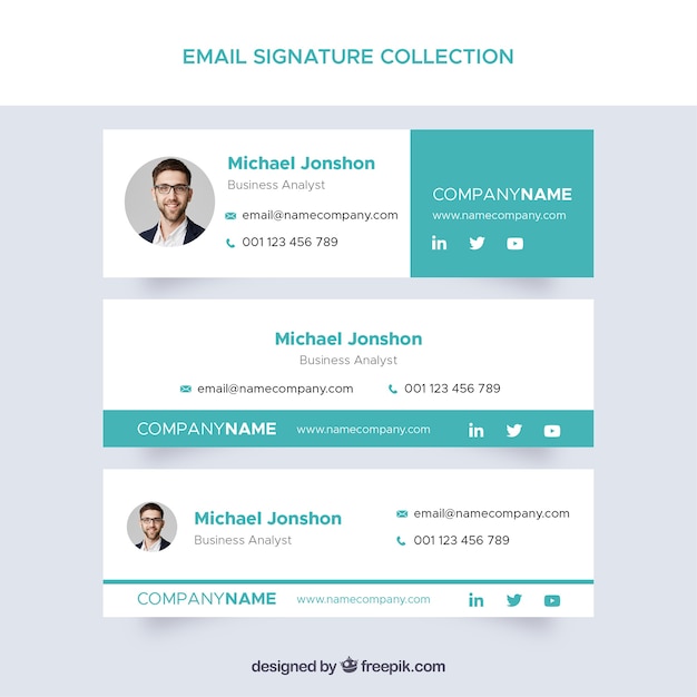 Colección de firmas de correo electrónico en estilo plano